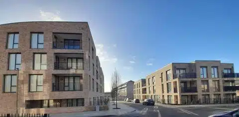 Street view of Dollis Valley flat blocks