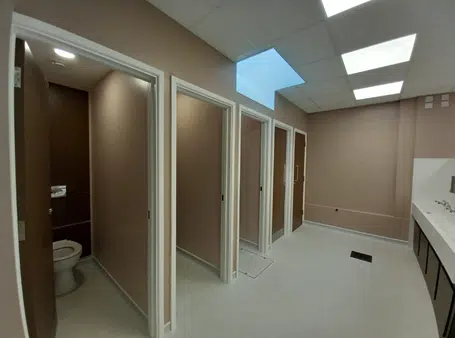 Newly renovated toilet cubicles at Cheslyn Hay Academy