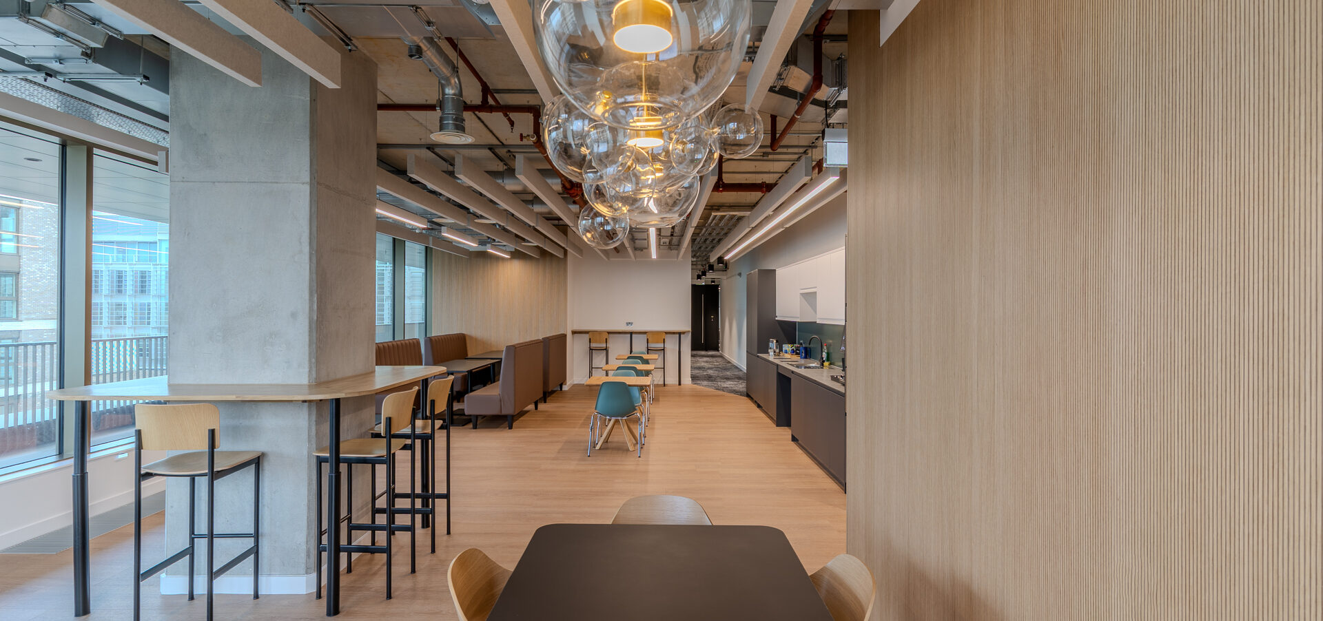 A newly renovated kitchen area for an office in London